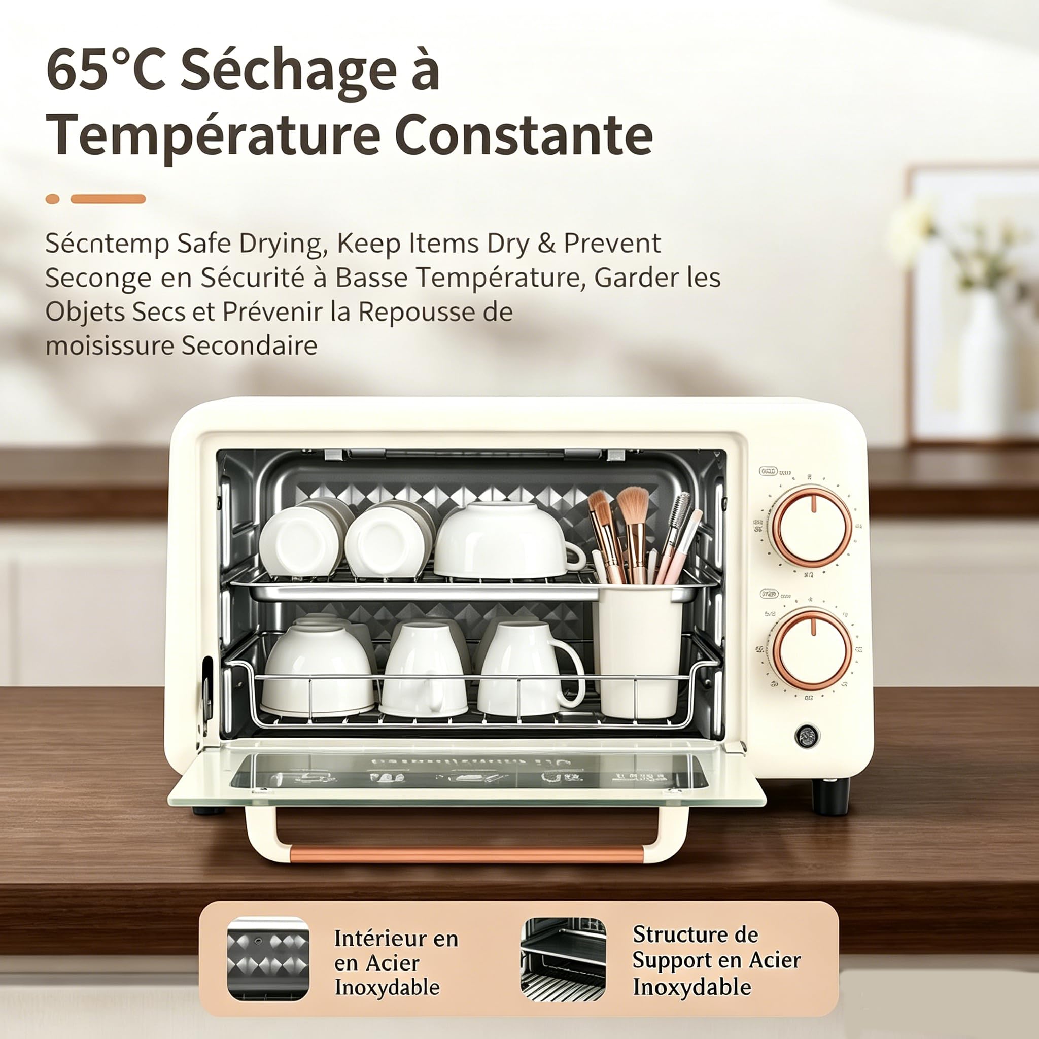 Stérilisateur UV avec séchage à air chaud, stérilisateur biberon de 10L,sterilisateur uv materiel esthetique pour biberons,vaisselle,accessoires de maquillage et outils pour les ongles