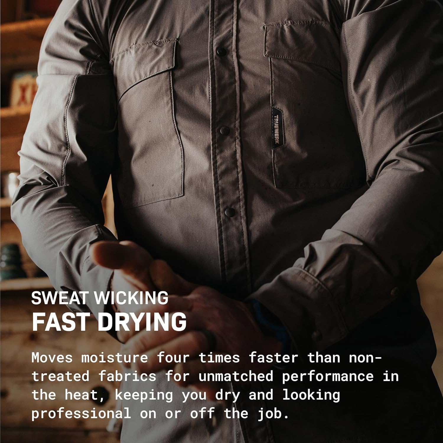 TRUEWERK Men's Long Sleeve Cloud Work Shirt - Button Down, Lightweight, Fast-Drying, Breathable, and SPF Shirts - Image 6