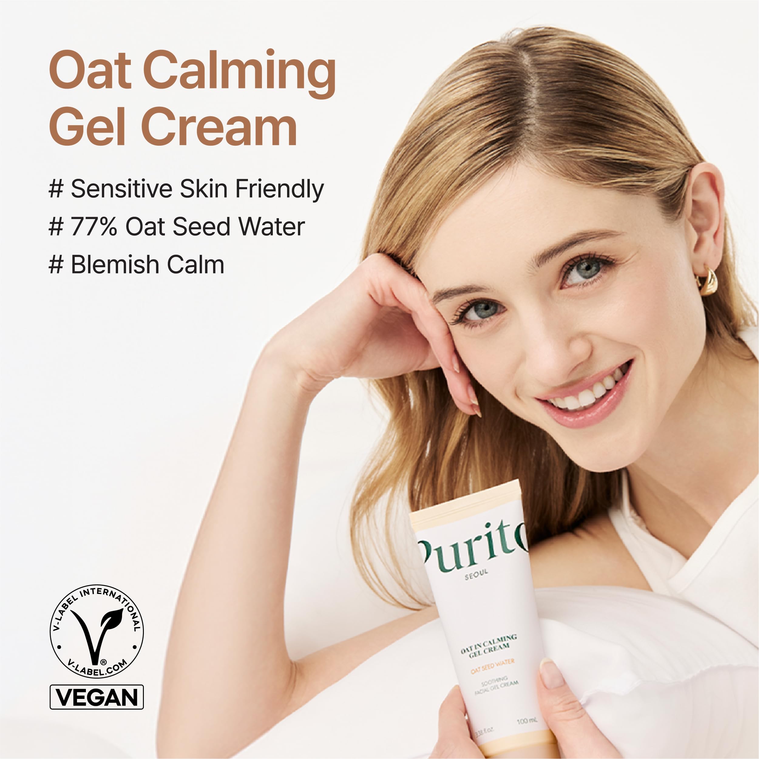 PURITO Oat In Calming Gel Cream | Soothing solution for Sensitive Skin | Lightweight, Non-Comedogenic, Fragrance-Free, Vegan & Cruelty-free | Korean Skincare, 100mL 3.38 fl.oz