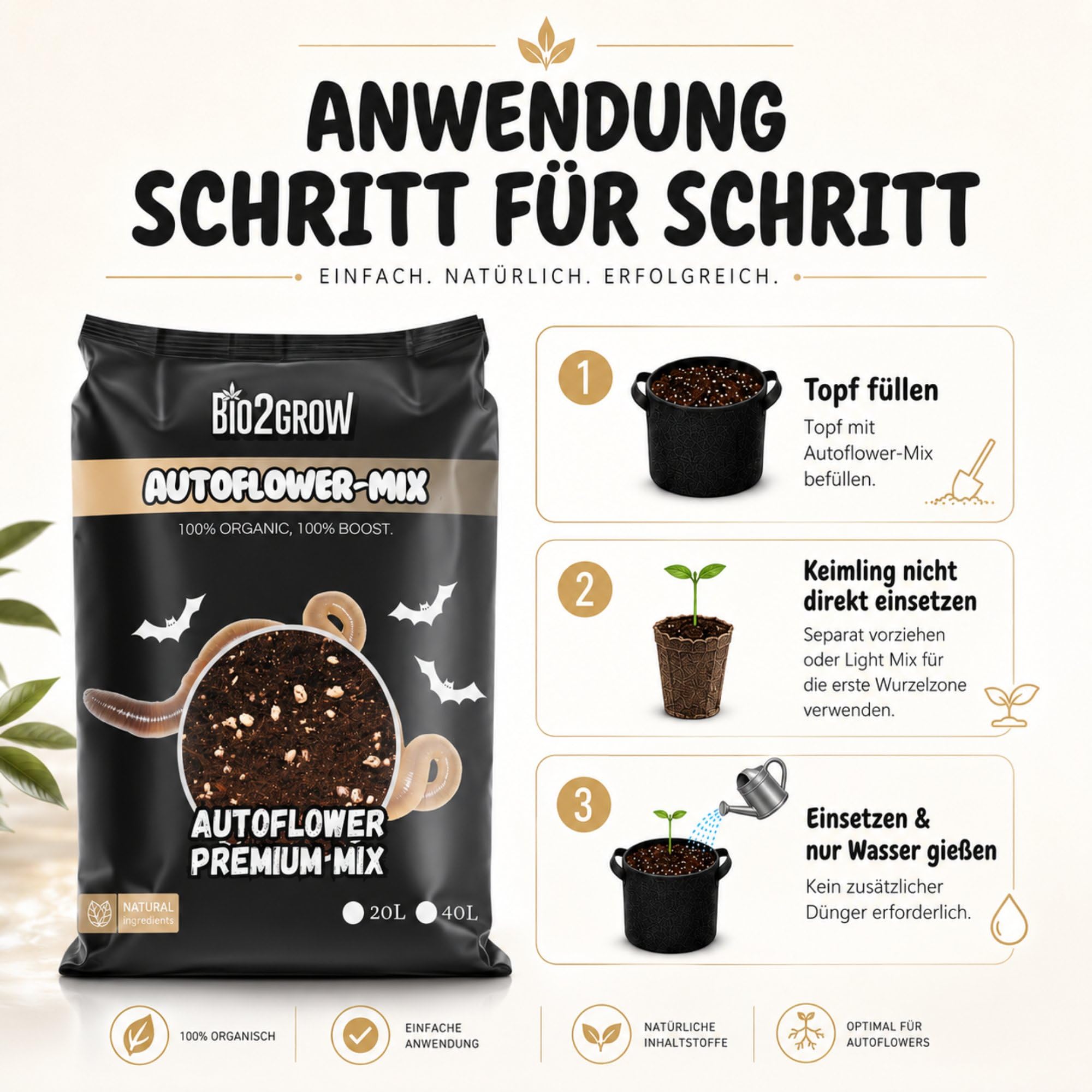 Autoflower Mix 80 Liter - Automatik Indoor & Outdoor Blumenerde für Pflanzen Leichte Mischung Gemüse Anbau Supermix