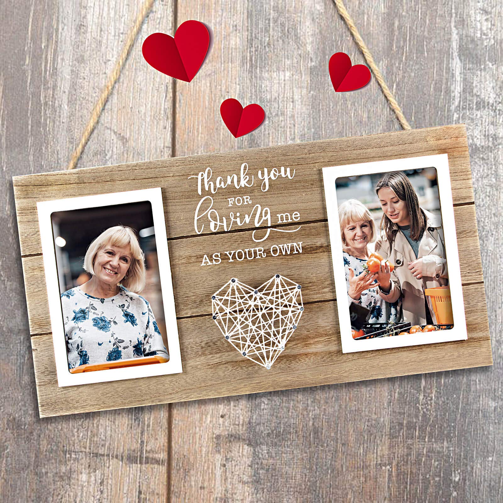 VILIGHT Bonus Mom Gifts - Present for Stepmoms and Stepdads - Thank You for Loving Me As Your Own Picture Frame - Holds 2 4x6 Inches Photos