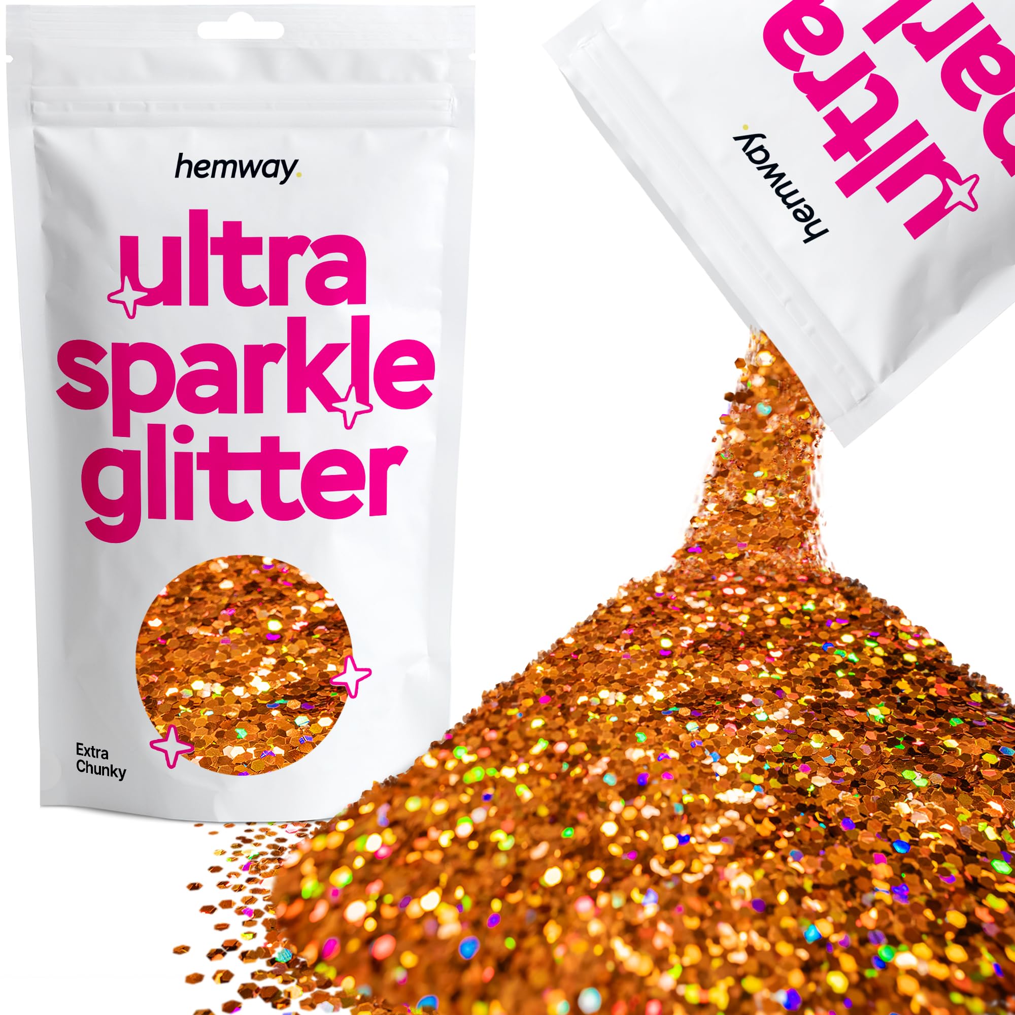Hemway Ultra Sparkle Glitter Baby Pink Iridescent 100g Fine | Glitter for Arts & Craft, Makeup, Nail Art, Crafting, Card Making, Sparkle Decoration — view 255