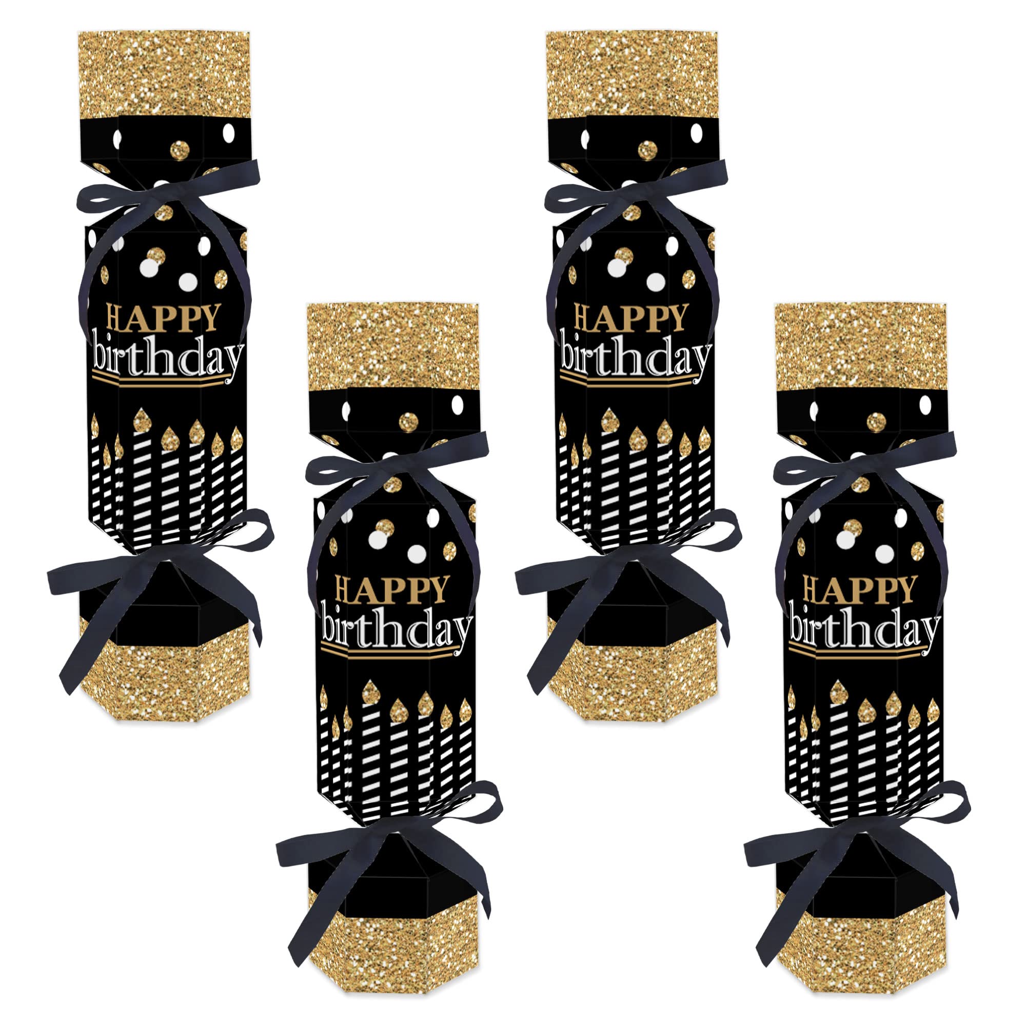 Big Dot of HappinessAdult Happy Birthday - Gold - No Snap Birthday Party Table Favors - DIY Cracker Boxes - Set of 12