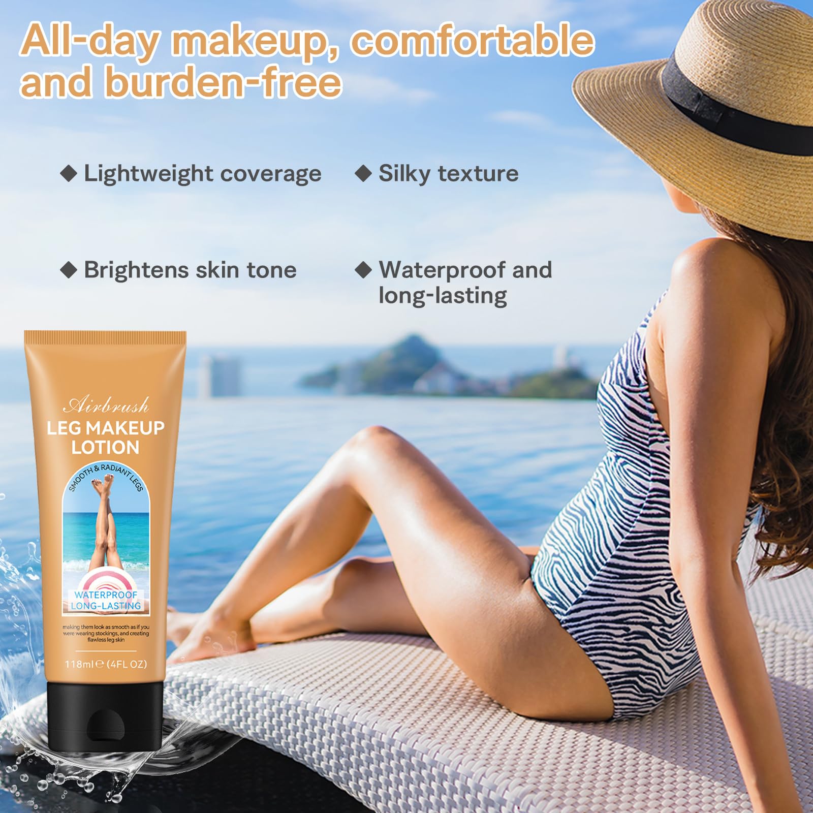 Trucco Gambe Impermeabile, Perfezionatore Vene Varicose, Correttore Copertura Completa