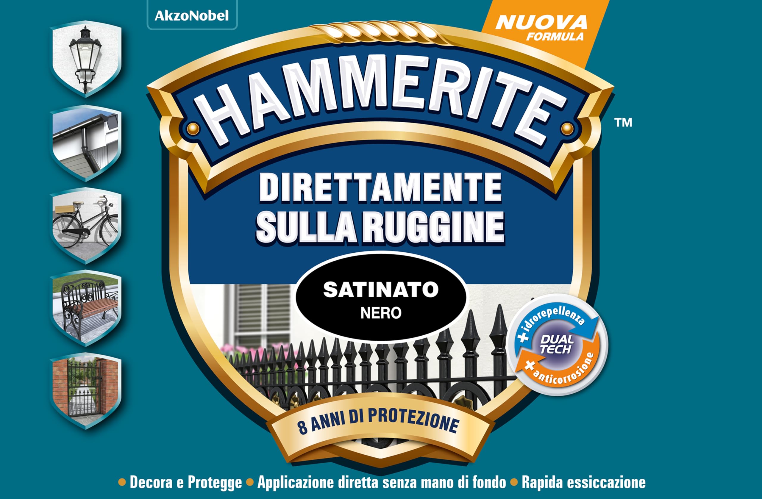 Hammerite Direttamente Sulla Ruggine Satinato Nero 2,5 L