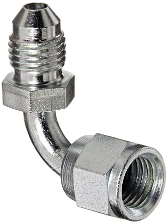 Eaton Aeroquip 500454-4S 90 Degree Heavy Swivel Nut Elbow, JIC 37 Degree End Types, Carbon Steel, 1/4 JICf x 1/4 JICm End Size, 1/4" Tube OD