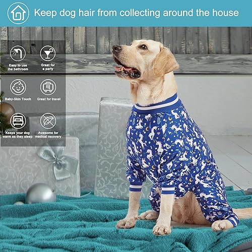 Miniatura 6 de LovinPet Ropa de pijama grande para perros camisa para perro para el cuidado de heridasposcirugía, pijama ligera de punto elástico, sirena y