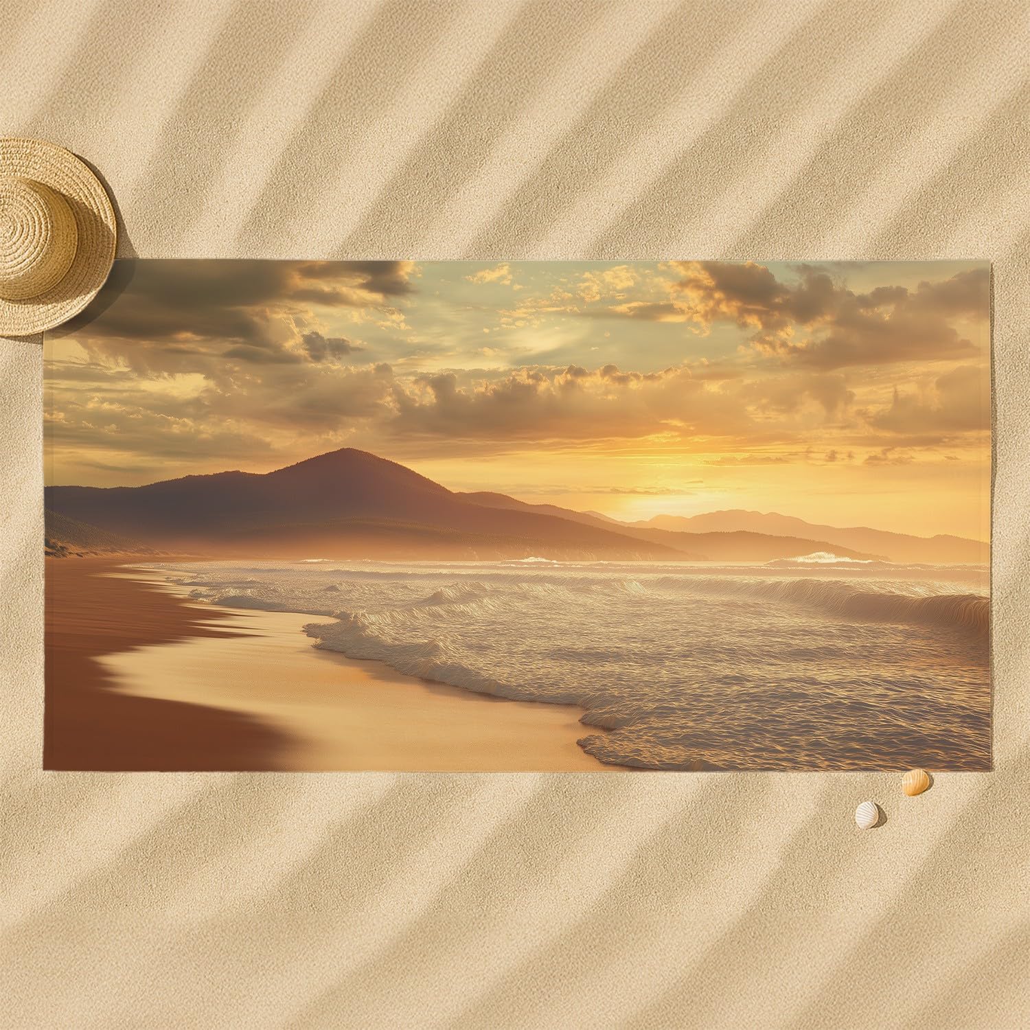 Fotografie, ästhetisch, Natur Strandtuch 230 x 210 cm - Strandtuch trandtuch Leichtdünn Weich Strandtuch Meereswellen, Berge, Wolken,für Strand, Pool, Yoga, Picknick
