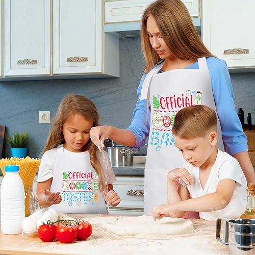 Miniatura 6 de Fuyamp Paquete de 2 delantales para padres e hijos para niños y adultos, delantal divertido  delantal oficial para panadero y catador de galletas,