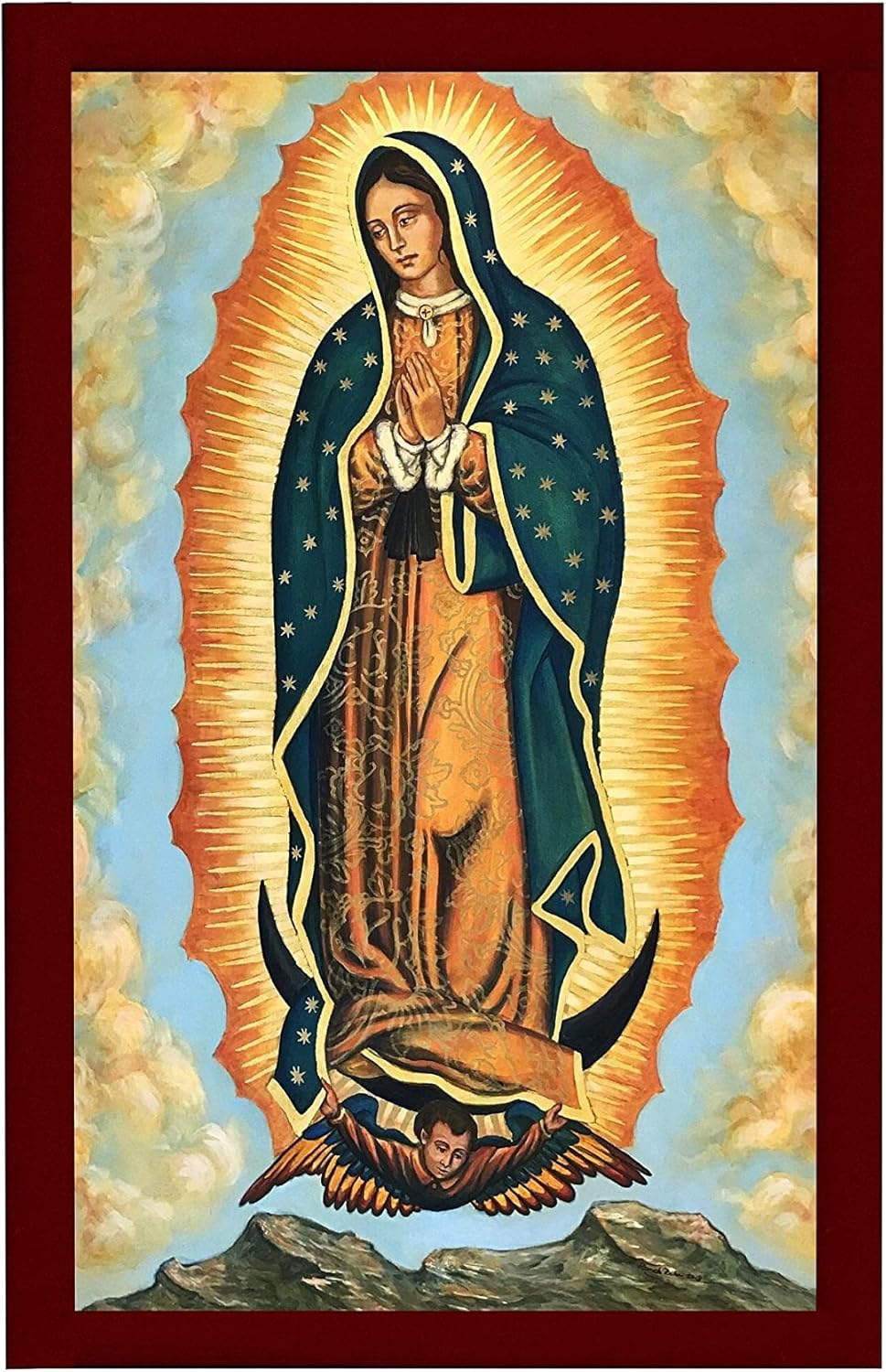 Our Lady of Guadalupe icon, Handmade Catholic Icon of Virgin Mary de Guadalupe, Mother of God, Theotokos wall hanging wood plaque 20x27cm