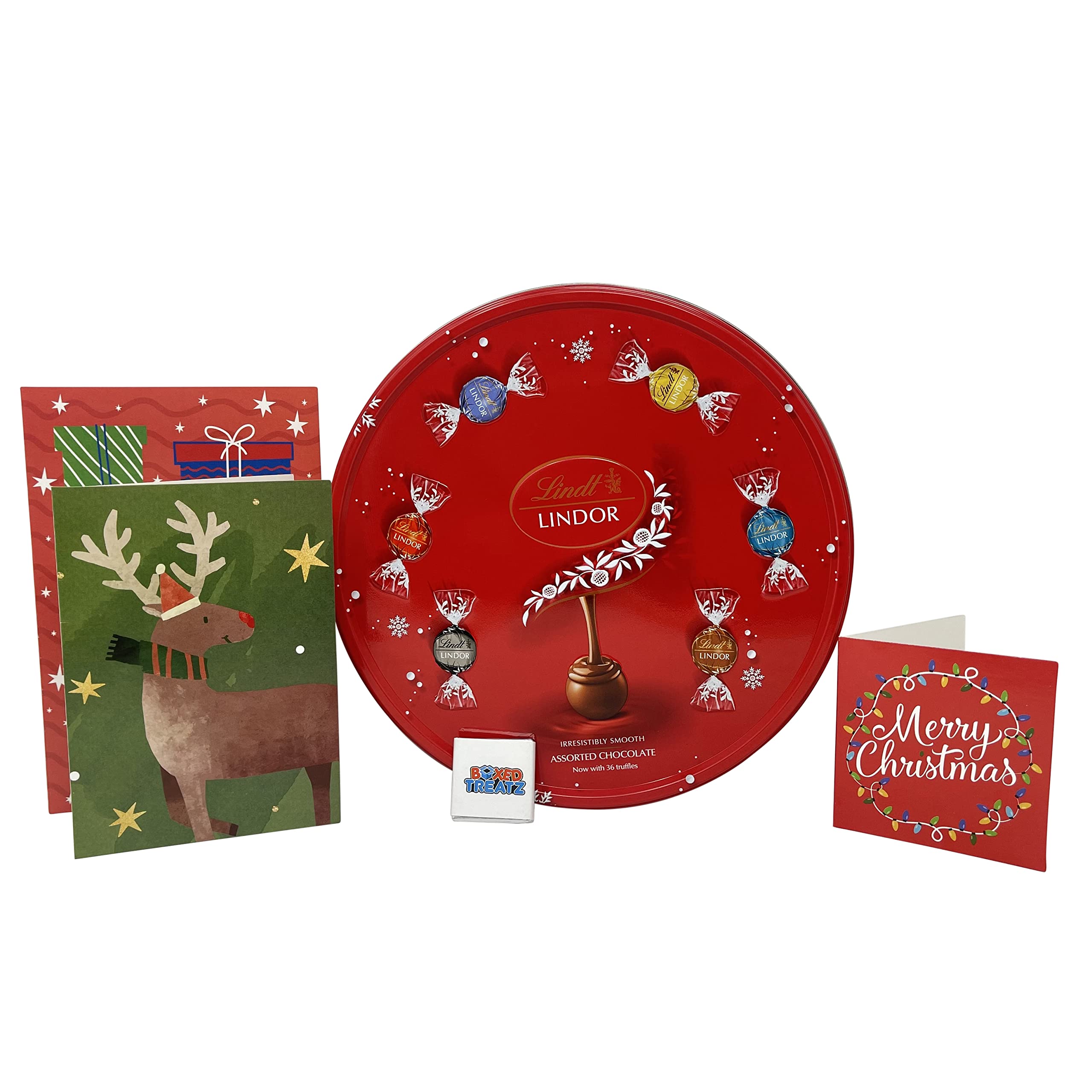 Lindt Christmas Chocolate Tins Lindt Festive Selection Gift Tin Family Seasonal Children Gift Chocolate Truffles Gift Set With Christmas Card Boxed Treatz (Lindt Assorted Chocolate Tin 450g)