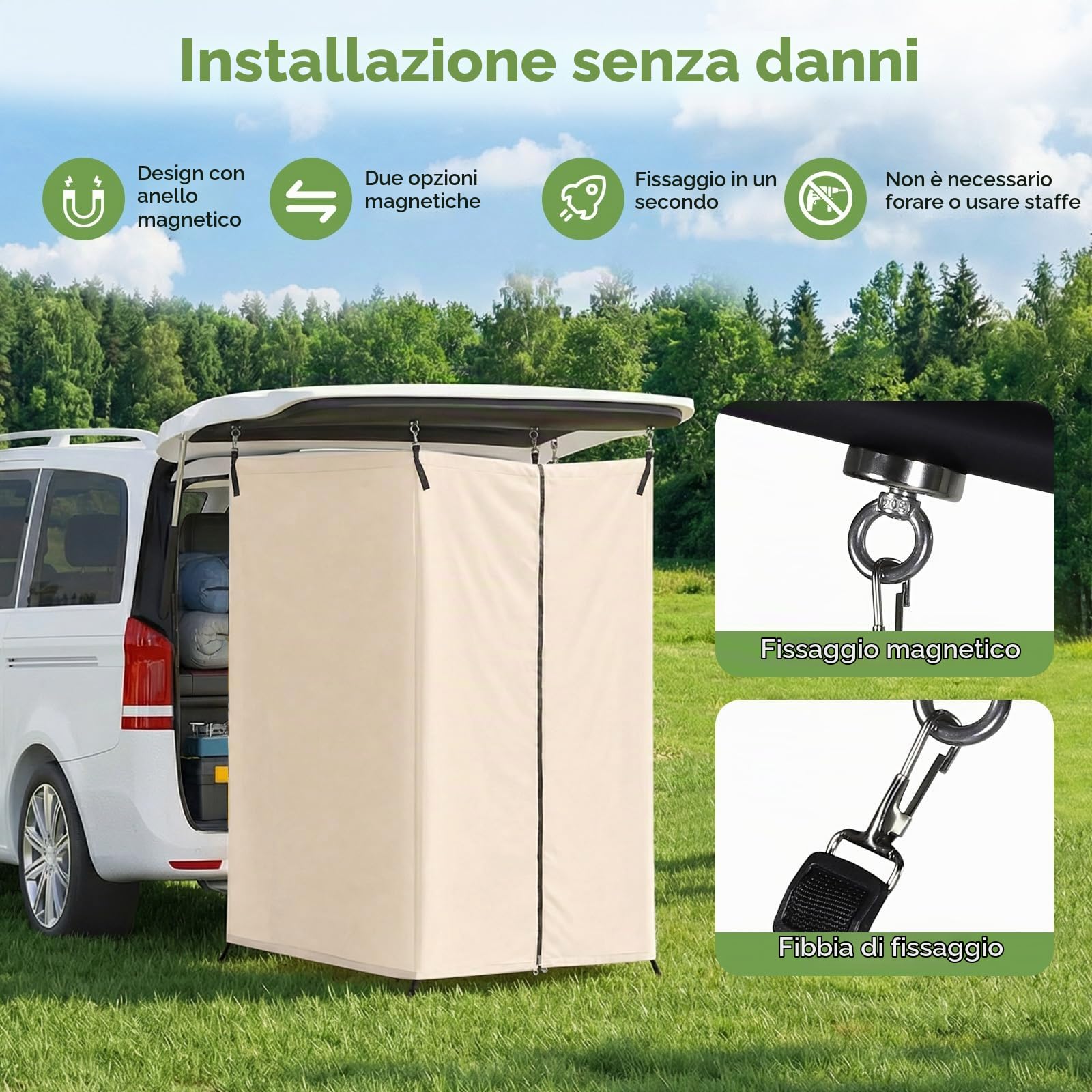 Tenda da Doccia per Portellone Posteriore per Auto, Spogliatoio da Esterno, Tenda per la Privacy sospesa 210D, Tenda per la Privacy Portatile, Adatta per Campeggio, Spiaggia, Viaggi