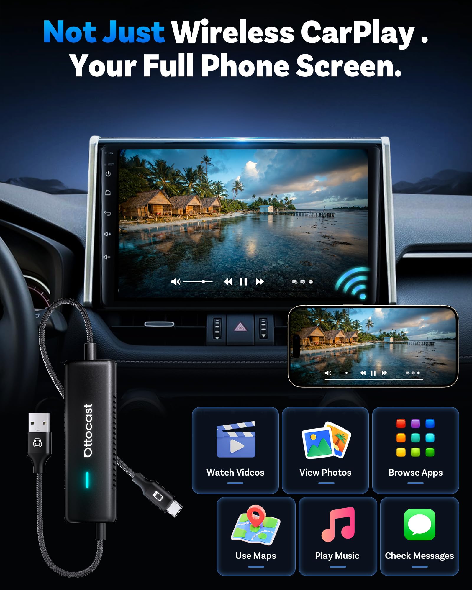Amazon.com: OTTOCAST MirrorTouch 3-in-1 Car Screen Mirroring