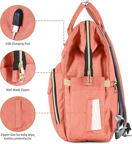 Miniatura 5 de Mokaloo - Bolsa de pañales grande para niños y niñas mochila de viaje con puerto de carga USB para mamás papás bolsas de cambio de pañales de Gris