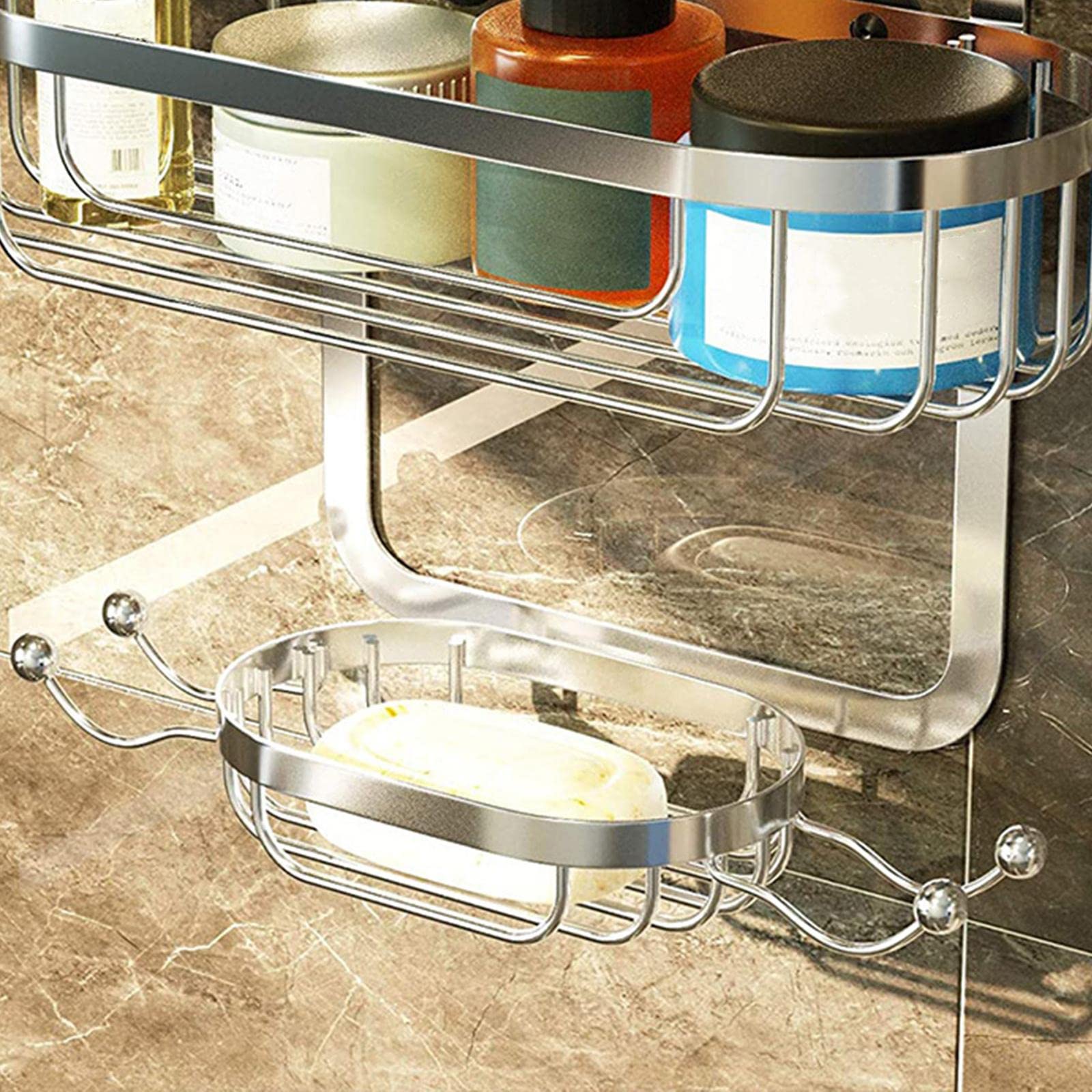 MERISHOPP™ Bathroom Shower Caddy Hanging Shelf Organizer Storage Holder Stainless Steel Chrome Plate 3