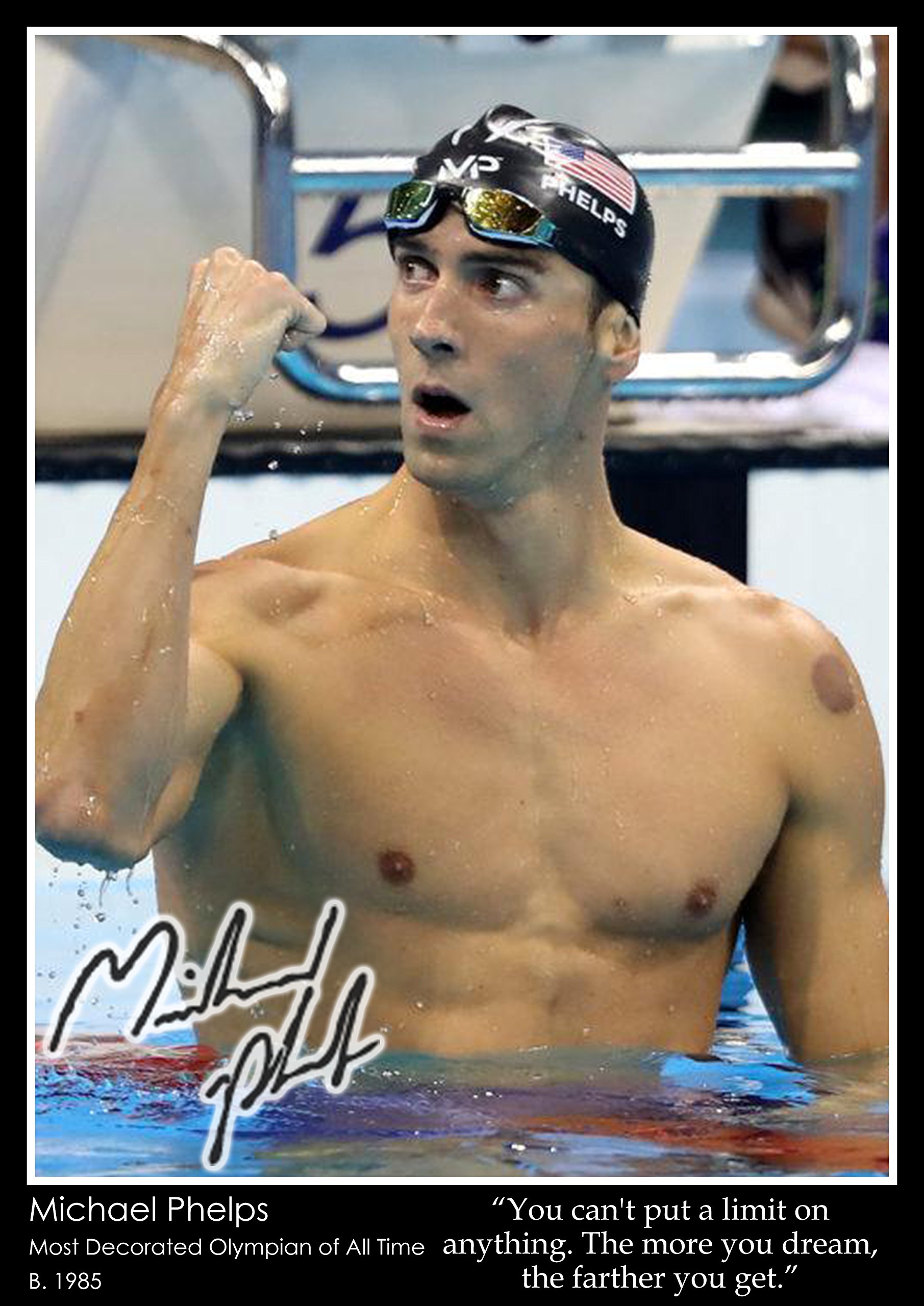 Tiger Moon The Tiger Moon Trading Company Ltd Michael Phelps - Inspirational Quote Poster - A2 Size - 42 x 59.4 cm - Paper Laminated