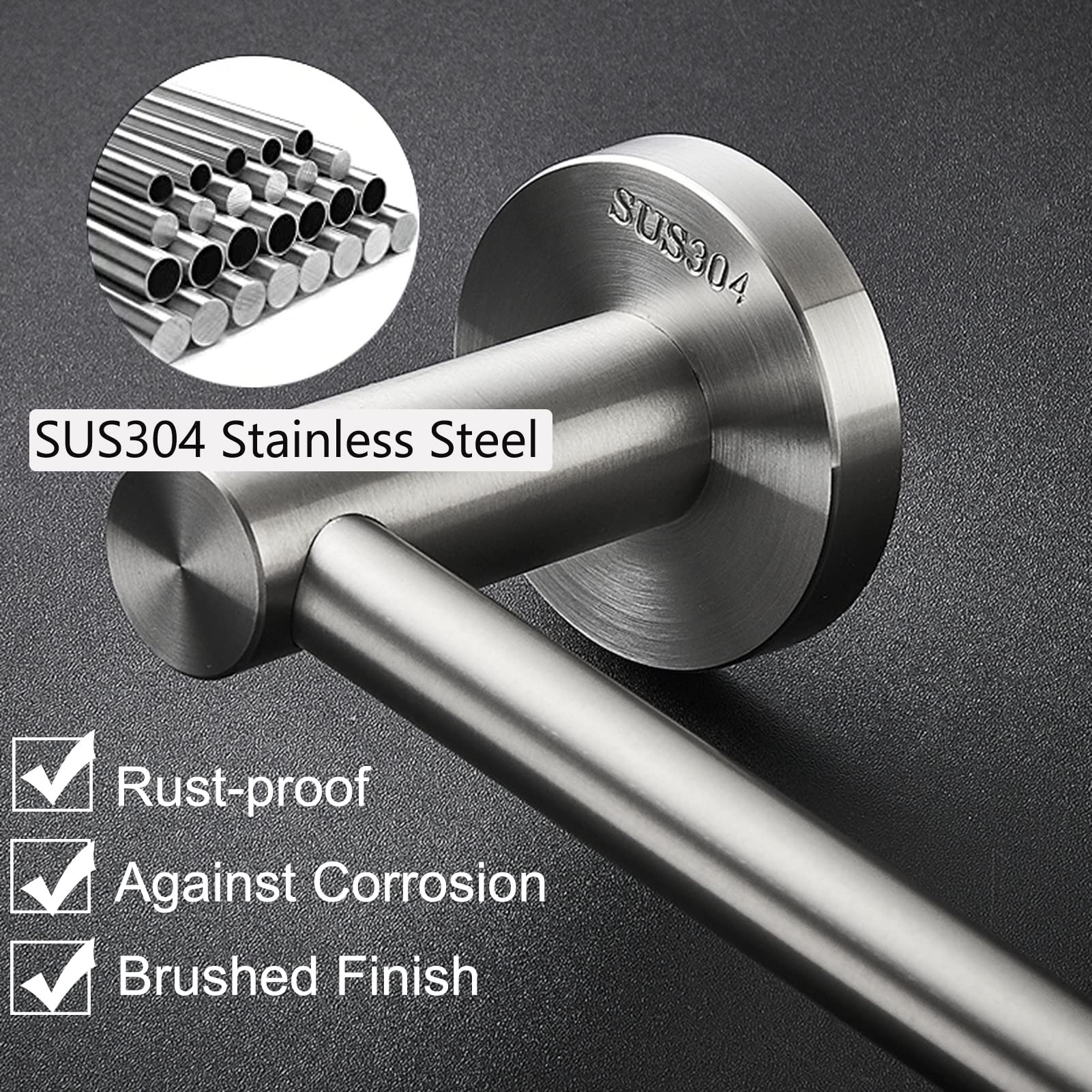 Portasciugamani Portasalviette Singolo in Acciaio Inossidabile, Portasciugamani da Bagno Accessori da Cucina per Bagno a Parete Portasciugamani (Dimensioni : 60cm)