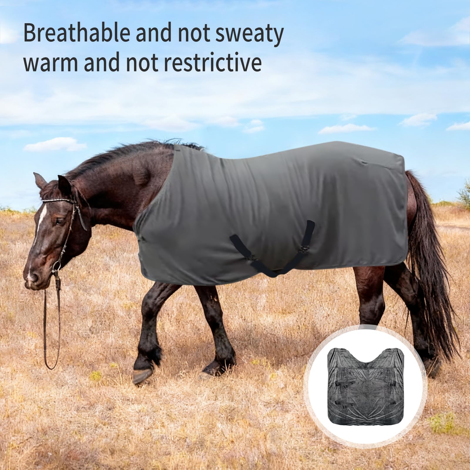Coperta Invernale per Cavallo in Pile, Coperta Calda per Esterni, con Cingue Incrociate e Chiusura Pettorale Regolabili, Morbida e Traspirante, Protezione dal Freddo