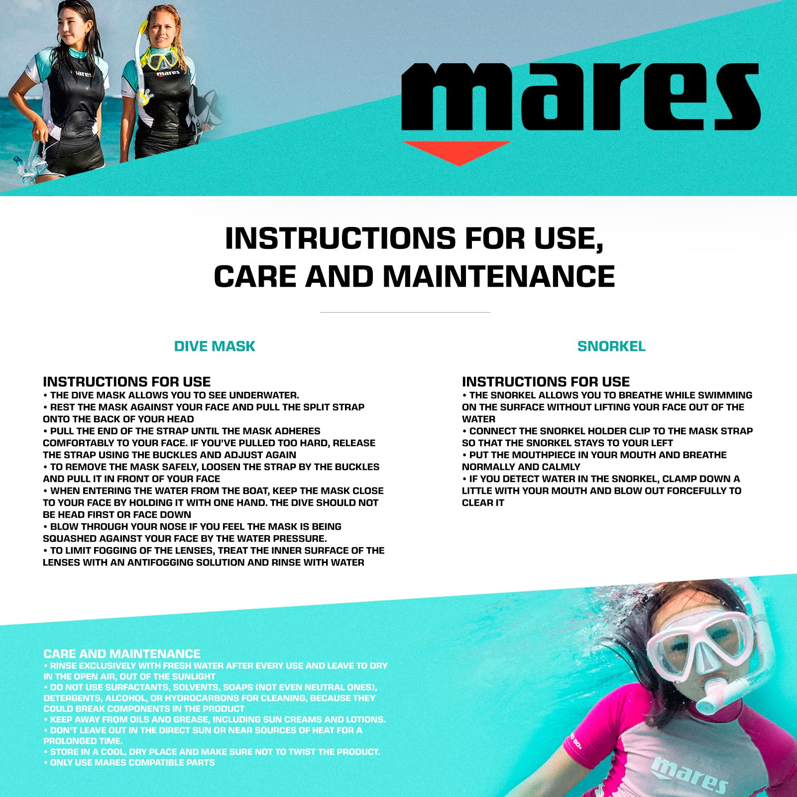 Mares Combo Ray - Set Maschera e boccaglio Adulto, Maschera Ray Personalizzabile, boccaglio bay Semi-Secco in Silicone, Snorkeling e Immersione ricreativac