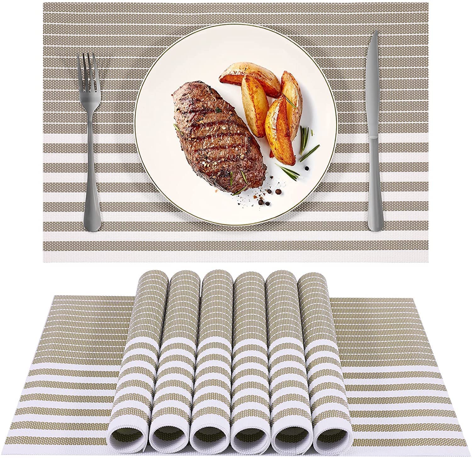 PVC Placemats Set – Heat-Resistant, Washable Placemats for Dining Table – Non-Slip Kitchen Table Mats, Easy to Clean Tabletop Protection for Indoor & Outdoor Use (4, Orange) — Amazon image 22