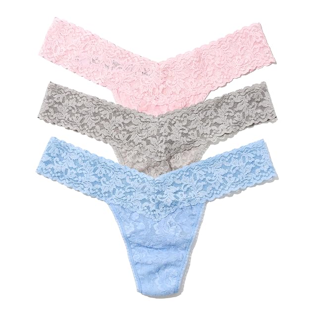 hanky panky - Signature Lace Low Rise Thongs for Women 3 pack One Size fits 4-14 Bliss Pink