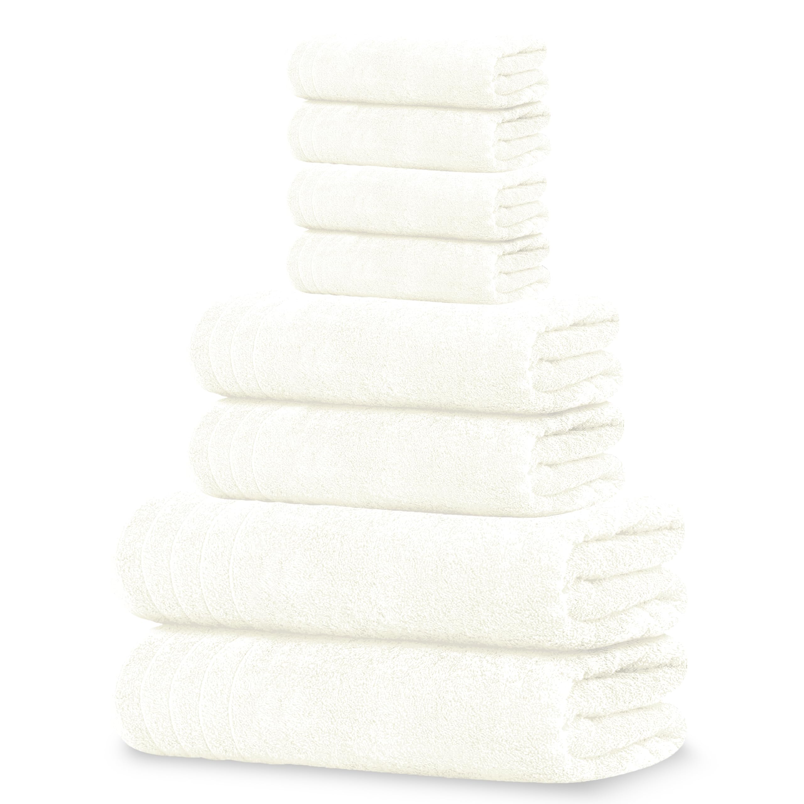 Tens Towels Pack of 8 Towels Set, 2 Extra Large Bath, 2 Hand, 4 Washcloths, 100% Cotton, Lighter Weight, Quicker to Dry, Super Absorbent, Perfect for Bathroom, Cream