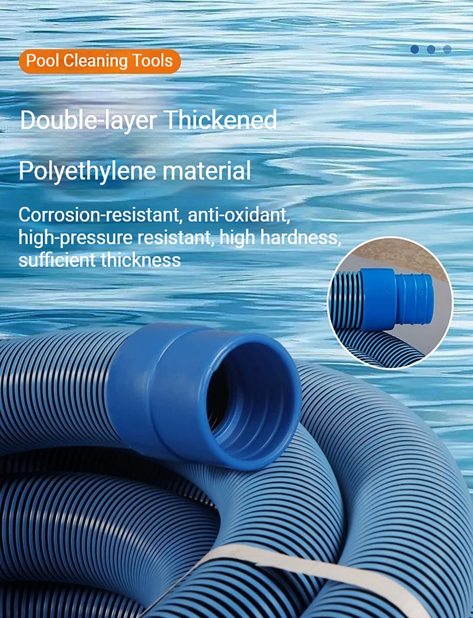 Manguera de vacío for piscina, manguito giratorio sin dobleces(1.5insh,20m/66ft)