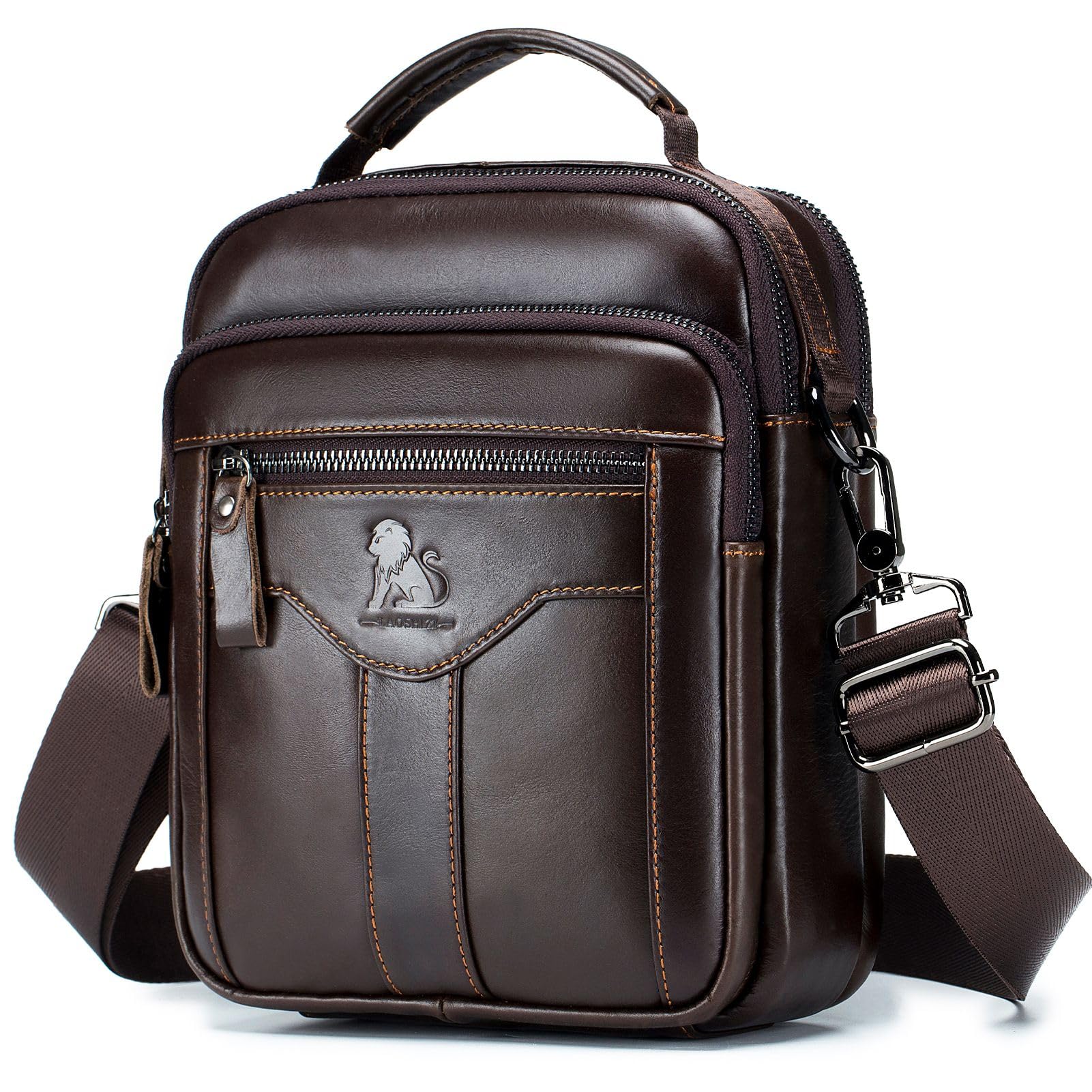 pundarika Borsello Uomo Tracolla Pelle Borsetta da Uomo Tracolla in Vera Pelle Borse Uomo Borselli a Spalla Crossbody Borse-Marrone scuro
