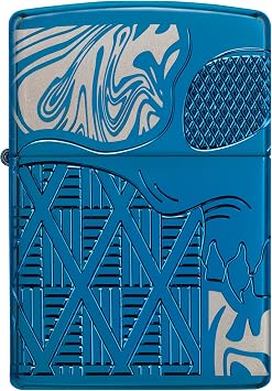 Zippo Armor High Polish Blue Skull Design Pocket Lighter