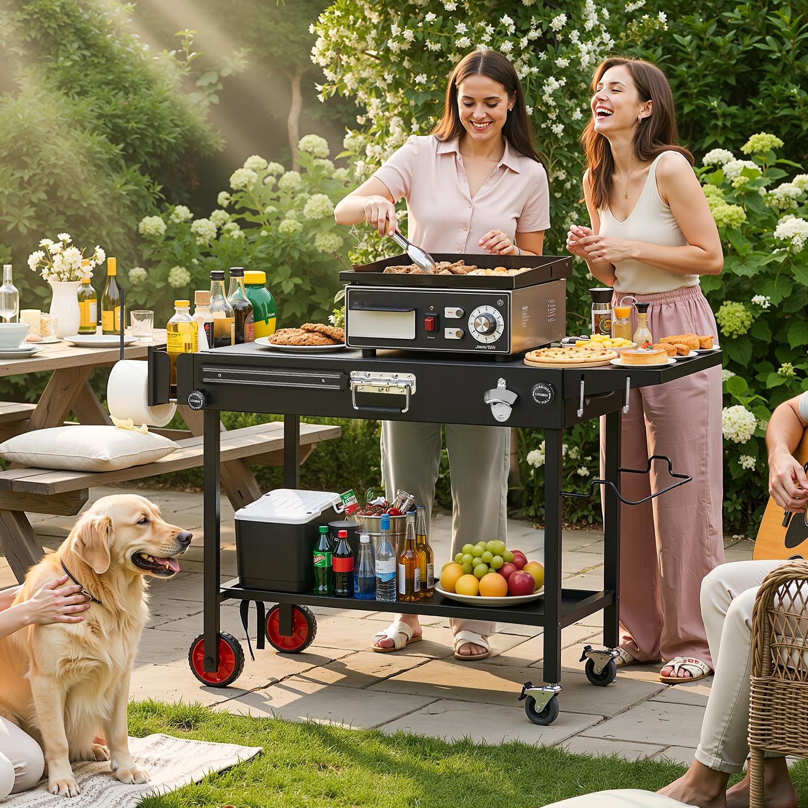 Tavolo da barbecue per piastra Blackstone, carrello pieghevole portatile