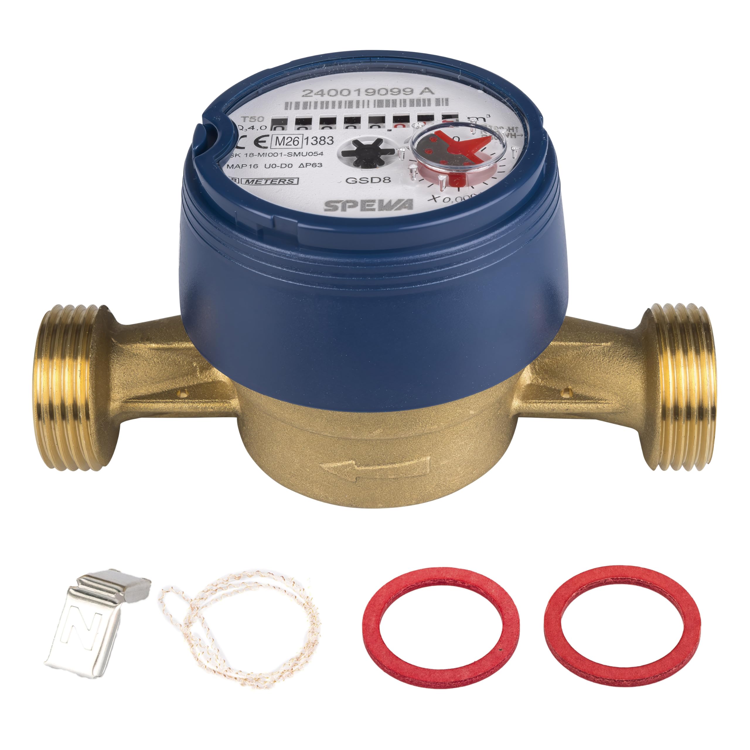SPEWA Wasserzähler 1 Zoll AG (33 mm) / QN 2,5 Kaltwasser/Bl. 130 mm/Wasseruhr geeicht 2026 / beste Messgenauigkeit Eichung erkennbar in dem Siegel " CE M26 1383" / M26 = 2026