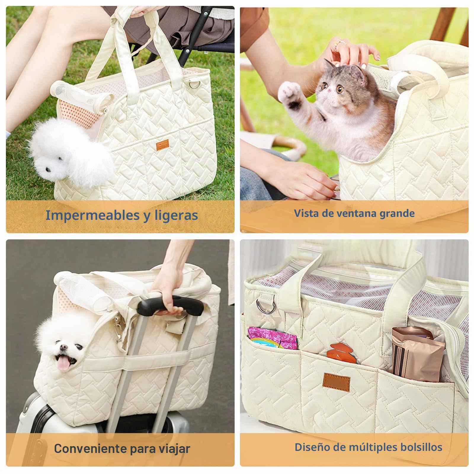 Bolsa de transporte para perros de hasta 5 kg – Bolsa para perros pequeños y gatos, plegable, transpirable, con cinturón de seguridad, bolsillos, bolsa de transporte, ideal para exteriores, viajes