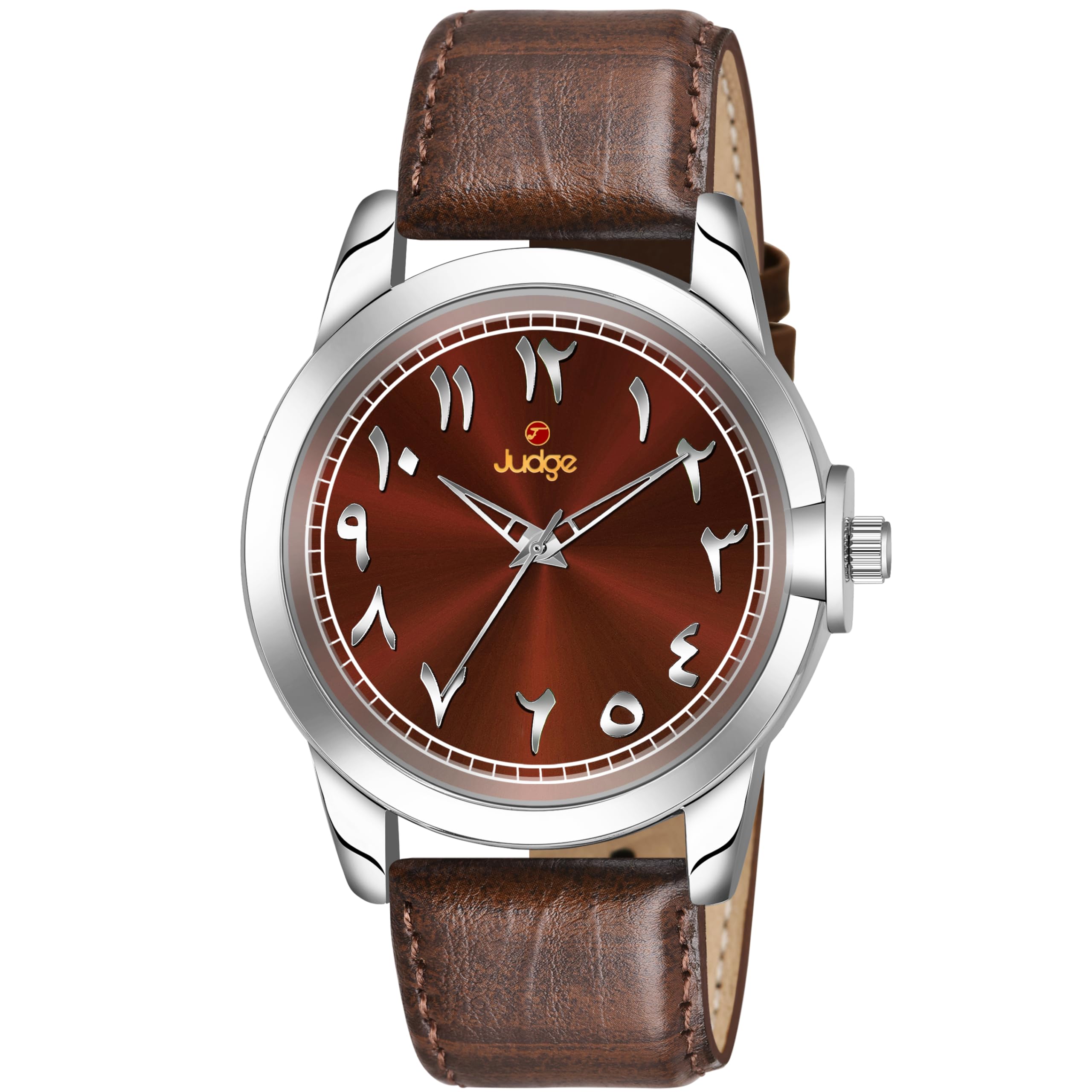 judge Brand Arabic Numeral Analogue Watch with Leather Strap, Stainless Steel Case, Brown Colour Casual Formally All Occasions Perfect Leather Belt Perfect Watch Dubai Special (B0DG2DLKVZ) Amazon Price History, Amazon Price Tracker