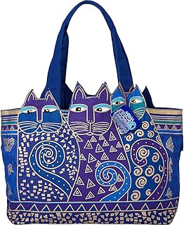 Large Indigo Blue Cats Cutout Shoulder Tote