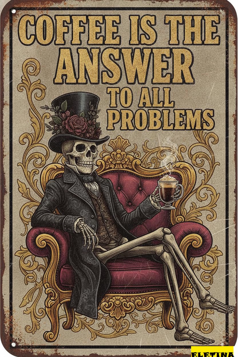 Personalized Sign for Man Cave Vintage Coffee Is The Answer To All Problems Funny Wall Decor Cafe Retro, Home/cafe Decor 8x12in Private Property Decorative