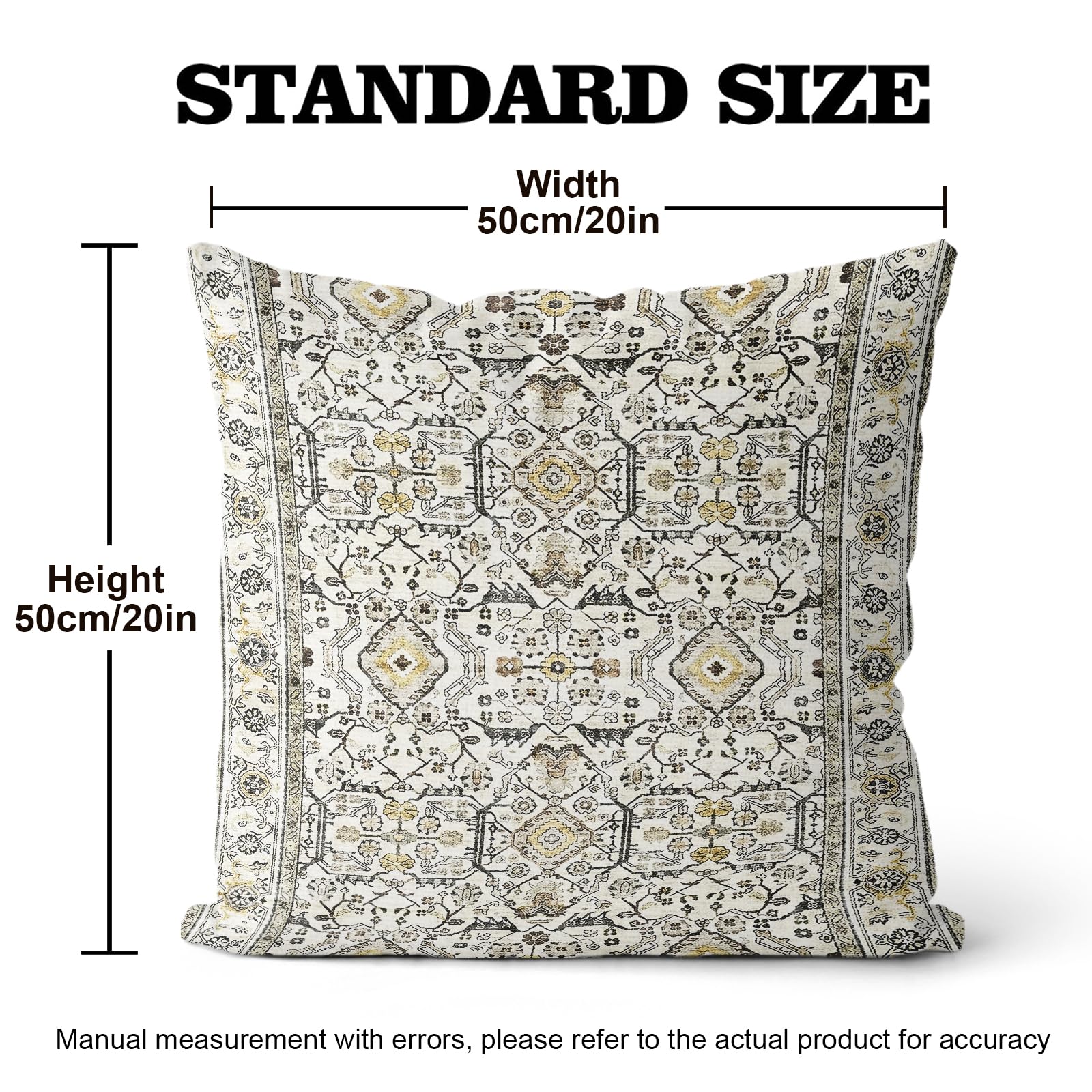 XPHZZL Pack of 2 Bohemian Style Linen Decorative Cushion Covers 50x50 cm Square Throw Pillow Covers 20x20 Inch Boho Style Pillowcases for Outdoor Home Decor Sofa Bedroom Car - Image 3