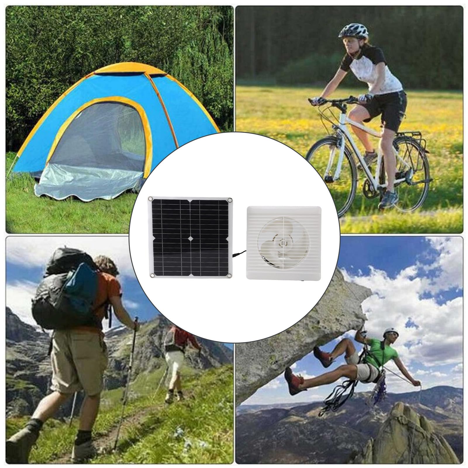 RIZGHWOY Kit Ventola Ad Energia Solare da 12 W con Ventilazione di Scarico della Batteria Al Litio per Campeggio All'aperto in Capannone per Polli in Serra