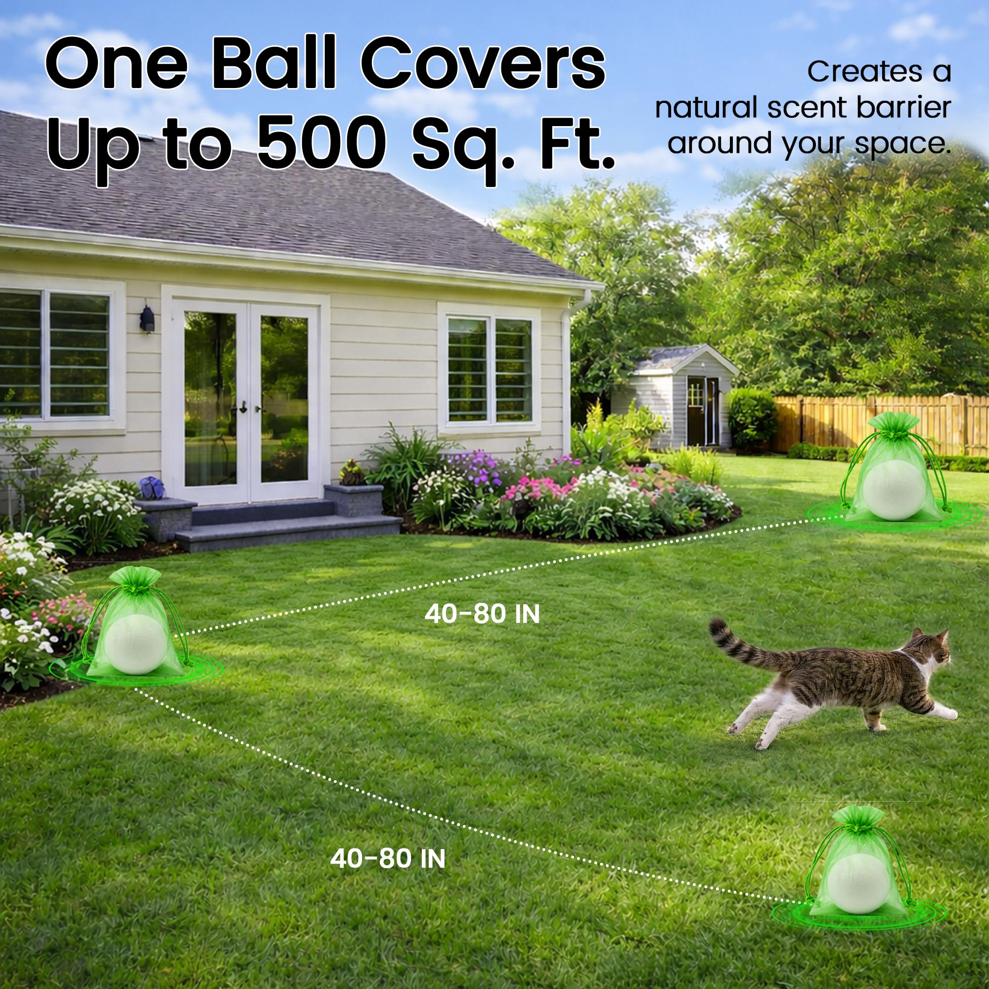 Lot de 10 balles répulsives naturelles pour chat pour intérieur et extérieur – Sans danger pour les animaux de compagnie, non toxique, éloigne les chats de la cour, du jardin, des meubles et plus