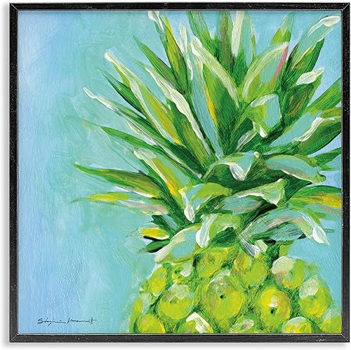 Stupell Industries Arte giclée enmarcado con fruta de piña azul tropical, diseño de Stephanie Workman Marrott