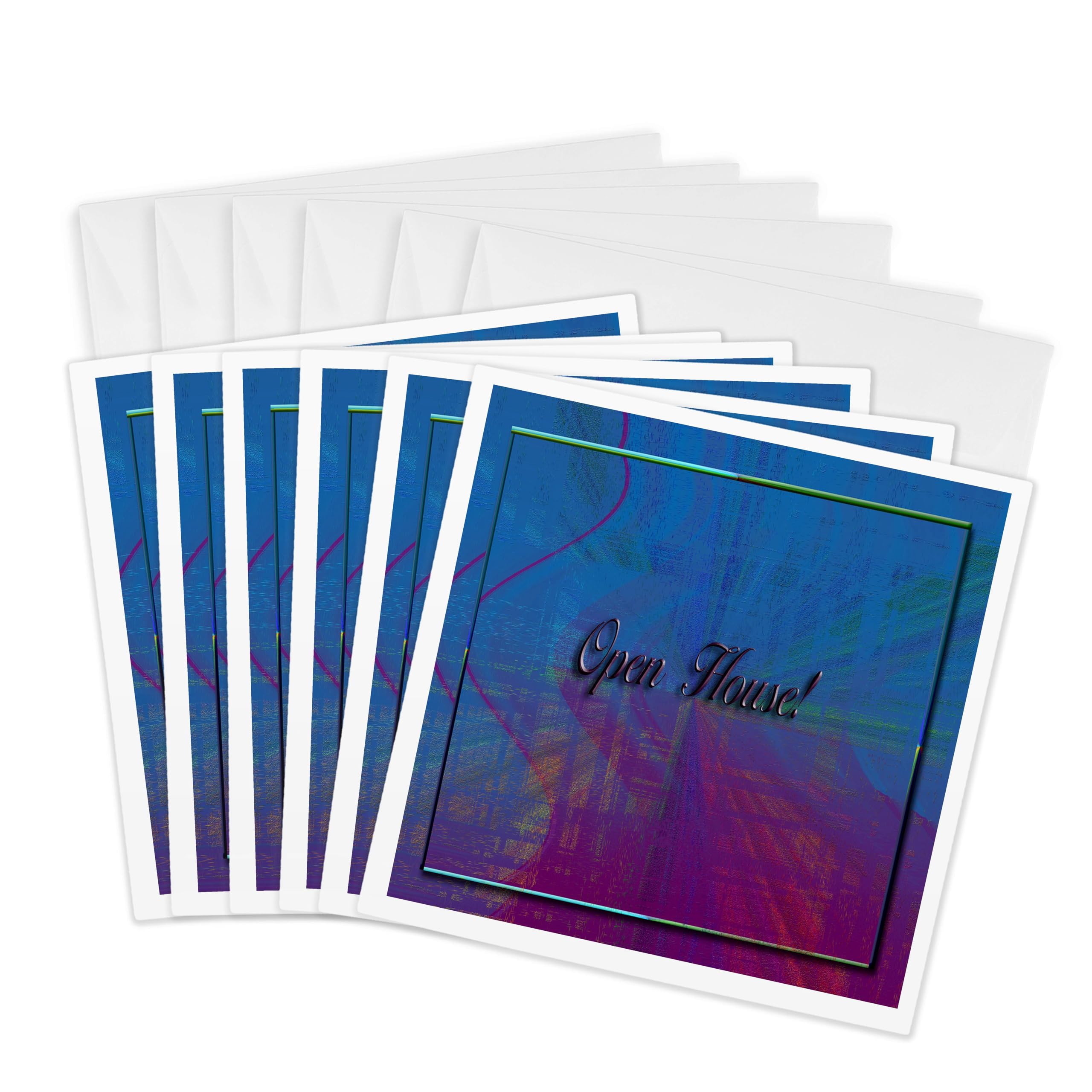 3Drose Open House Abstract - Greeting Cards, 6 by 6-inches, Set of 6 (gc_24346_1)