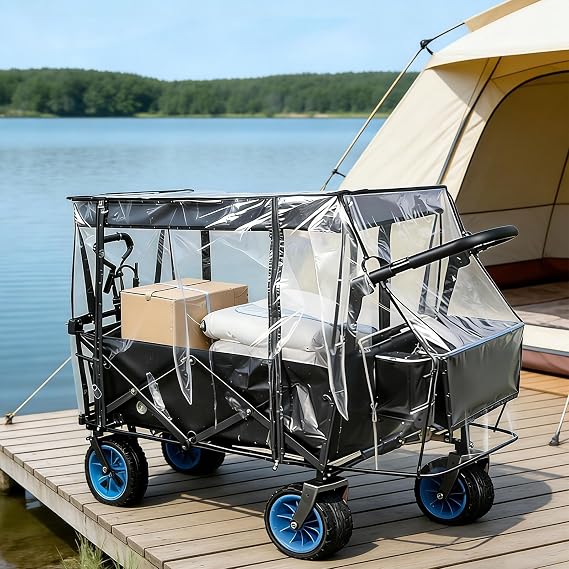 Collapsible Wagon Rain Cover Clear– Waterproof Trolley Cart Cover for Garden, Camping & Outdoor Use – Universal Fit for Most Folding Wagons (Trolley & Poles Not Included)