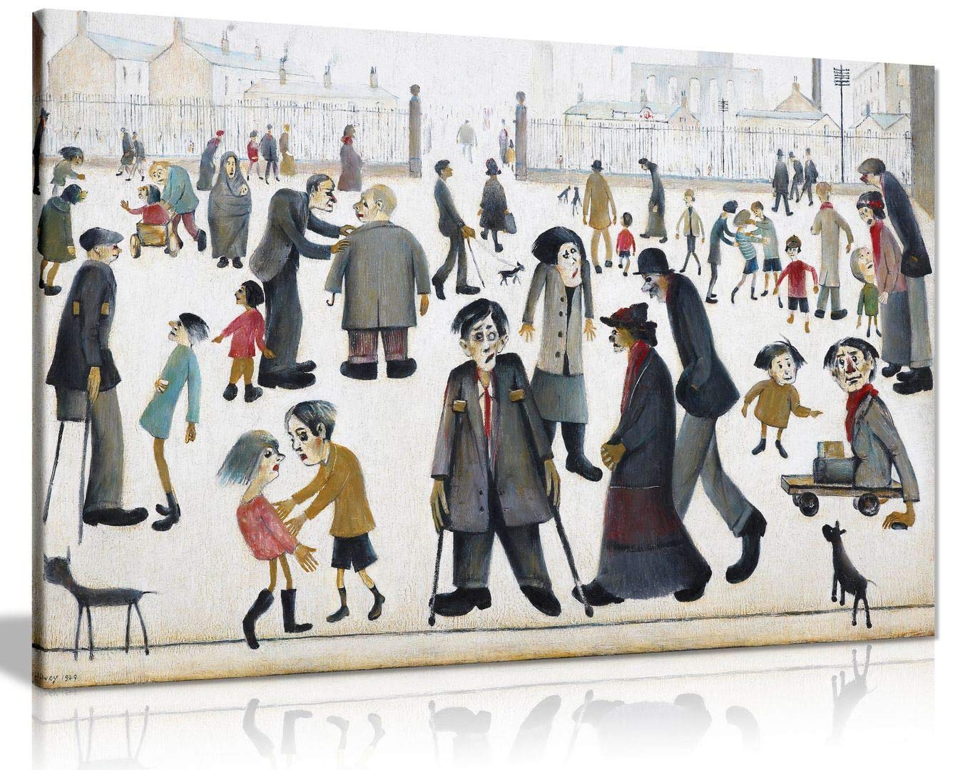 Panther Print The Cripples L.s Lowry Painting Canvas Print Wall Art Picture Home Decor (18X12in)