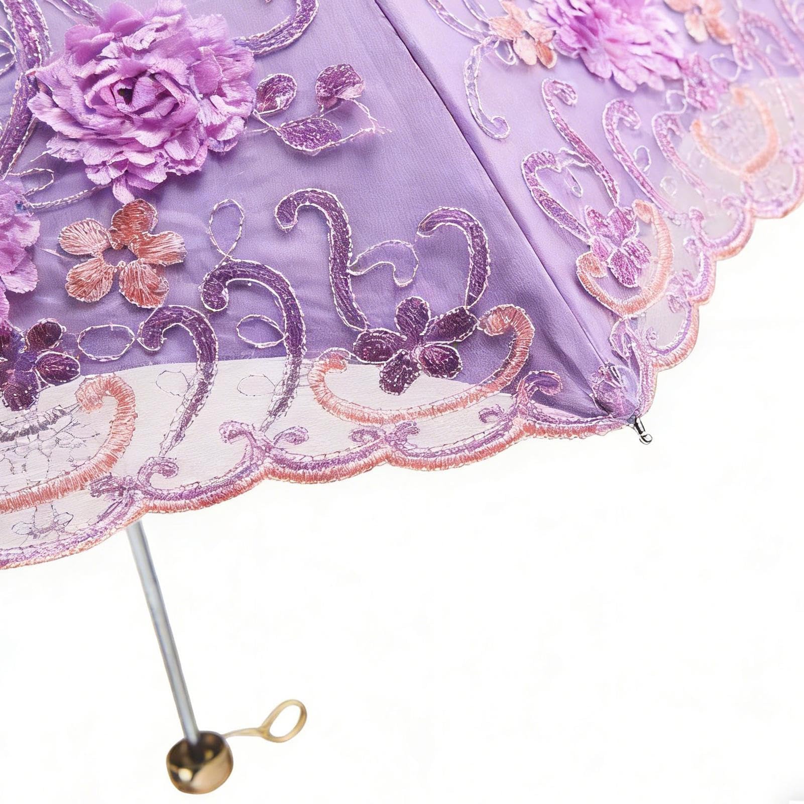 Generisch Parapluie de soleil imperméable et coupe-vent vintage pliable en dentelle pour pluie, extérieur, parc, plage, pique-nique, voyage, marche, escalade, pêche, sac à dos, protection UV, auvent