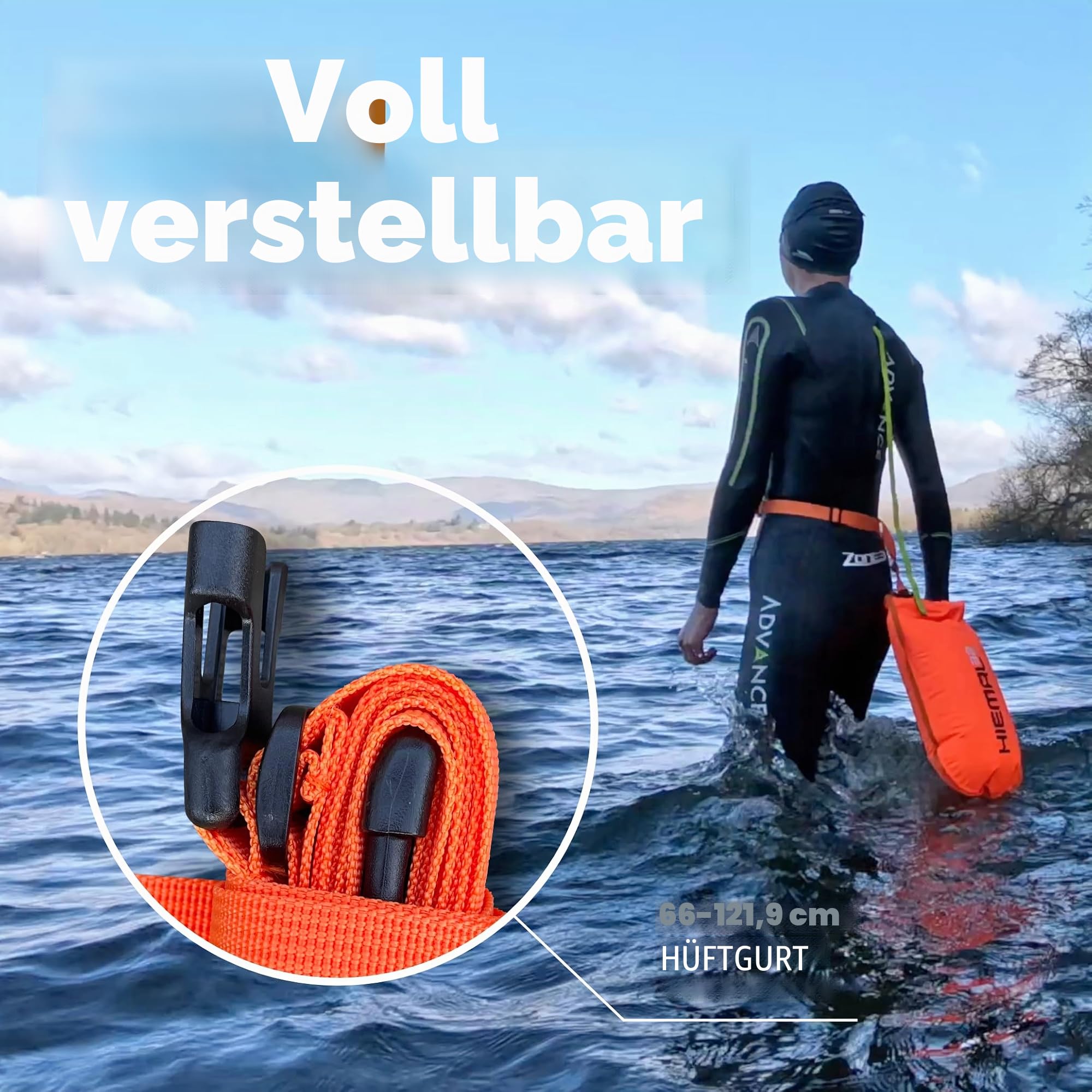 Schwimmboje für offenes Wasser mit Trockensack, 15 l, vollständig wasserdichte Schwimmblase – sicher mit höherer Sichtbarkeit, gehärtetes Nylon und Ruhegriff, Schwimmboje – offene Wasserboje für alle