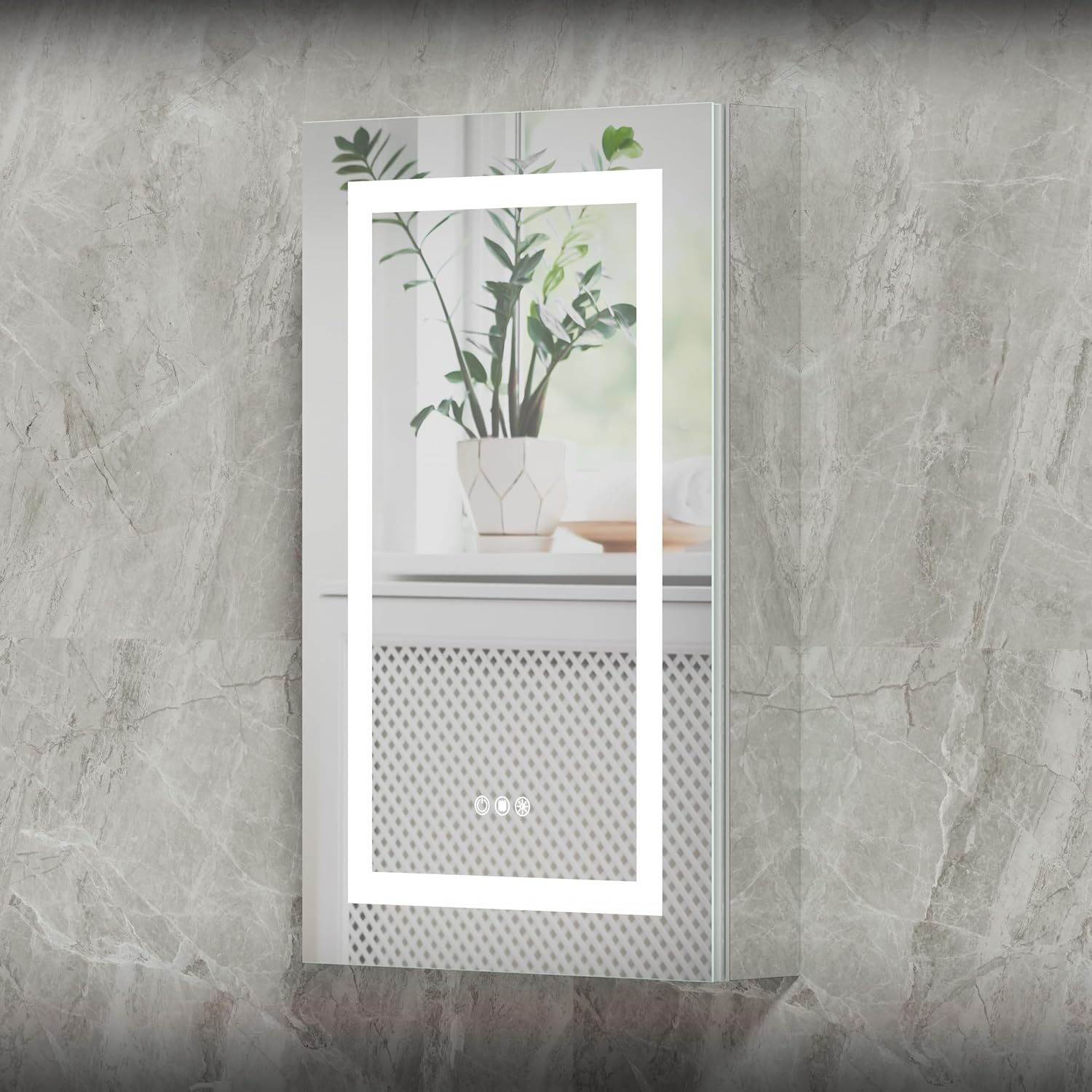 20x32 Bathroom Mirror LED Medicine Cabinet with Lighted 3 Colors, Recessed Surface Wall Mounted LED Medicine Cabinet, Anti-Fog Tempered LED Mirror with Storage, Stepless Dimming, 2 Outlets