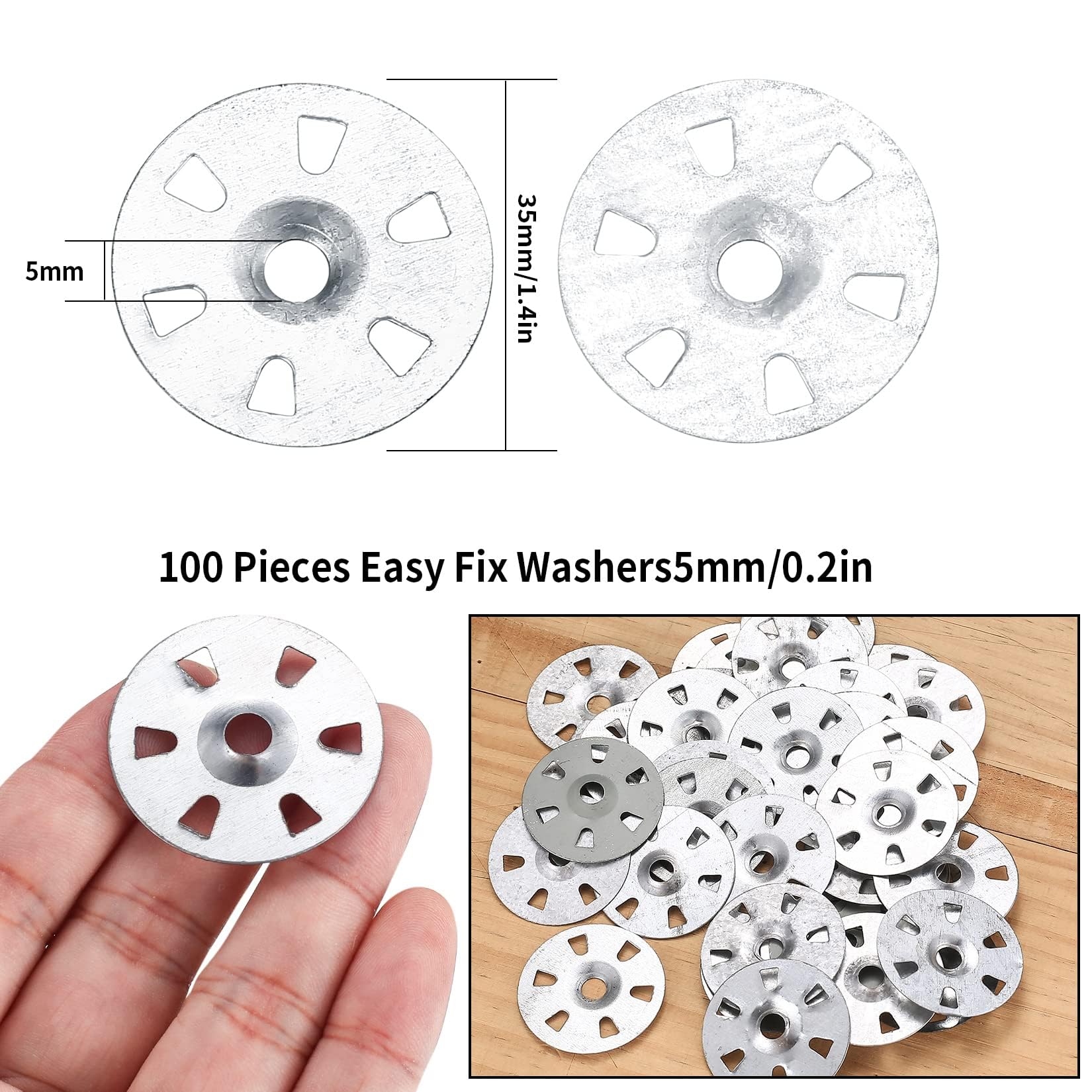 400 Pcs Easy Fix Washers, 35mm Diameter Galvanised Steel Fixing Washers for Insulation Thermoboard Backer Boards (400) - Image 2