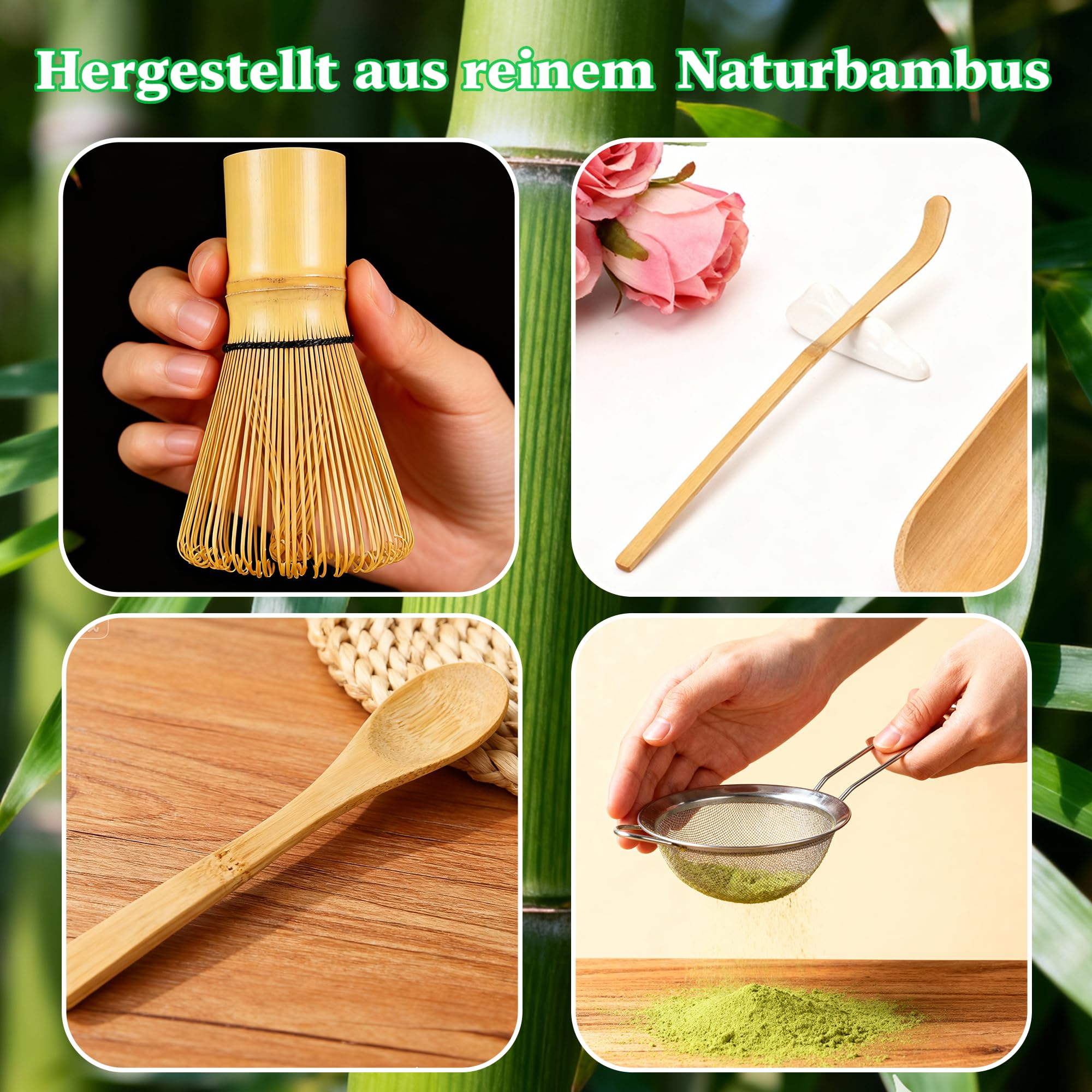 Matcha Set – Matcha Tee Zubehör – Matcha Schale – Matcha Besen – Matcha Schüssel mit Ausgießer Bambus Whisk – Japanisches Tee Set – 8-teiliges Matcha Tee Set für Liebhaber, Ozeanblau