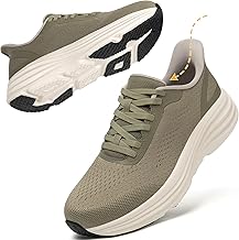 MERPHINE Running Shoes, Sports Shoes, Mesh, Women's, Men's, Walking, Sports, Jogging, Gym, Work, School, Standing Work, Cushion, Easy to Walk, Summer, Breathable, Lightweight, Olive Green, 10.2 inches