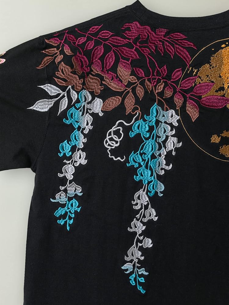 希少 新品 ちきりや 藤 兎 刺繍 半袖シャツ 黒 Ｌ スカ刺繍半袖シャツ 藤兎 ちきりや チキリヤ 和柄 和風 CKR-04
