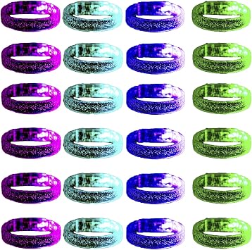 Flashing LED Light up Bracelets, Colorful Blinking Glow Wristbands Party Favors Toys Supplies for Birthday, Parties, Carnivals, Clear Case 24 Pack